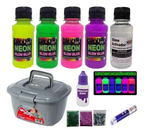 Mini Kit Para Fazer Slime Colas Neon Luz Negra Parcelamento Sem Juros