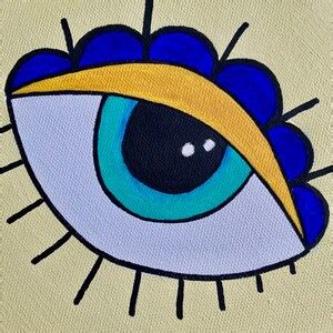 Eye Painting Evil Eye Art Folk Art Wall Art Round Canvas - Etsy