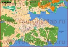 Карта Даляня | Подробная карта города Далянь на русском языке | Китай