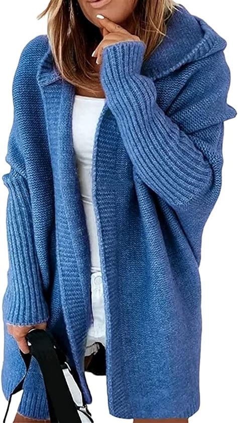 Yokbeer Strickjacke Damen Grobstrick Cardigan Lang Winter