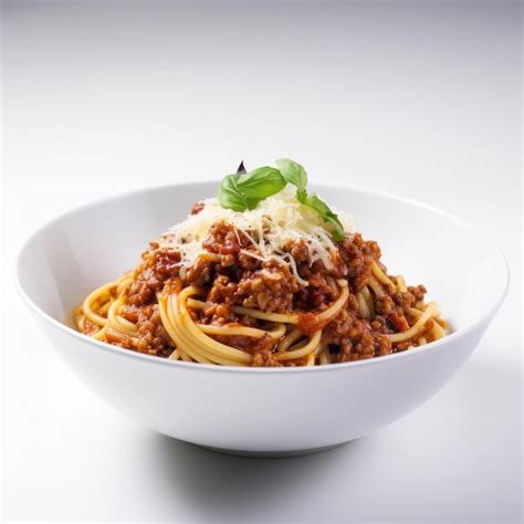 Premium AI Image Spaghetti Bolognese Isolated On White Generative AI