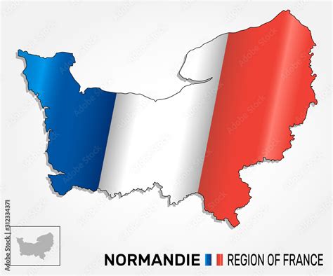 Map Of The French Region Normandy Combined With Waving French National