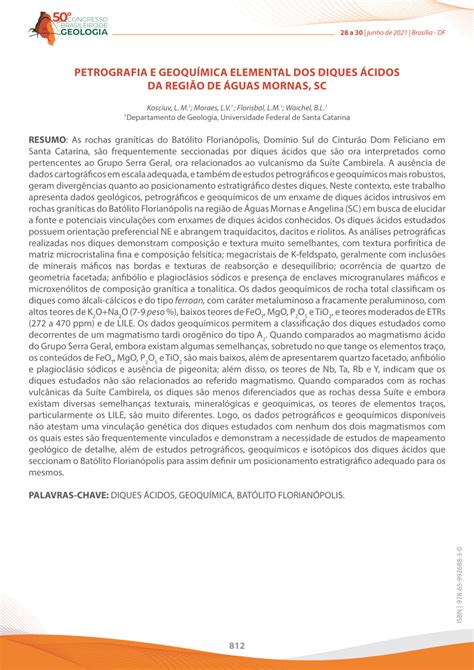 Pdf Petrografia E Geoqu Mica Elemental Dos Diques Cidos Da Regi O De