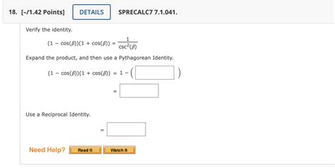 Solved Verify the identity 1cos β 1 cos β csc2 β 1 Chegg