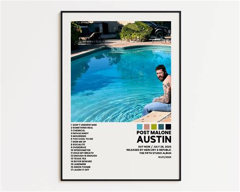 POSTER Post Malone Cover Poster, Austin Album Wall Print, Tracklist ...