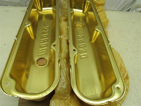 Moroso Small Block Valve Cover Pkg 68150 Gold Pair V8 1962 85 Nos Aftermarket