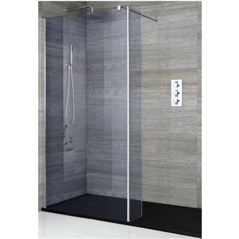 Milano Portland Luna Chrome Recessed Walk In Frameless Wet Room