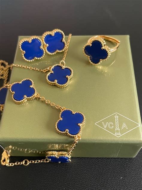 Van Cleef Arpels Vca Four Leaf Clover Set Blue Women S Fashion