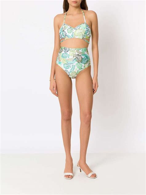 Buy AMIR SLAMA Palm Leaf Print High Rise Bikini At 35 Off Editorialist