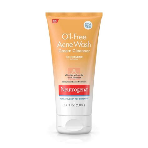 Neutrogena Oil Free Acne Salicylic Acid Facial Cream Cleanser 200ml