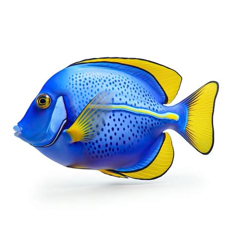 Realistic Regal Blue Tang Fish On White Background Premium Ai