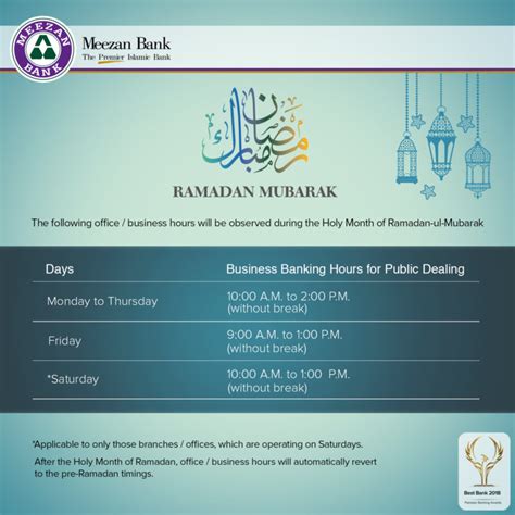 Ramadan Branch Timings Meezan Bank