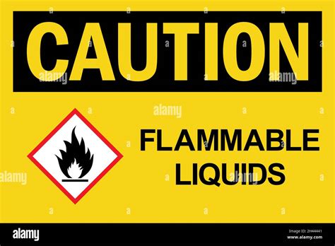 Flammable Liquids Caution Sign Black On Yellow Background Flammable