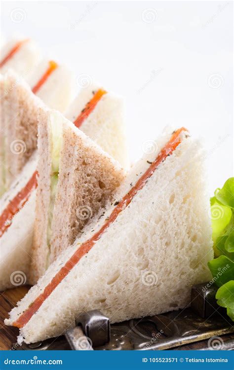 English Tea Sandwiches Platter on Wooden Board Stock Image - Image of finger, party: 105523571