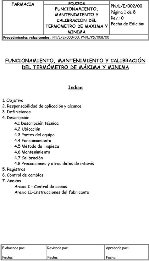 Funcionamiento Mantenimiento Y Calibraci N Del Term Metro De M Xima Y