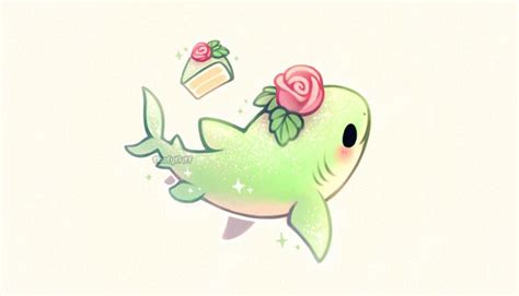 Green Shark Illustration | Cute kawaii animals, Kawaii drawings, Cute art