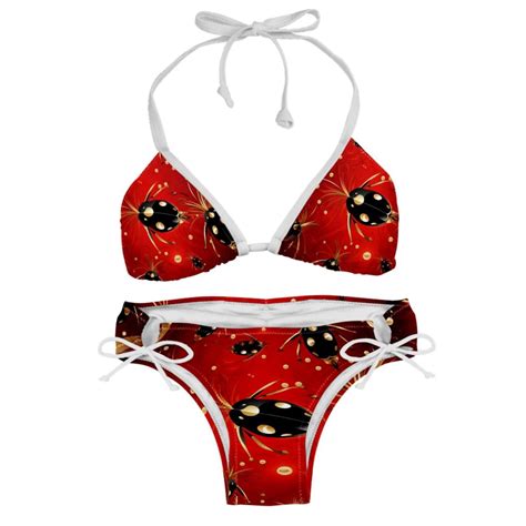 Seven Starred Ladybird Chic Bikini Set With Detachable Sponge Adjustable Strap 2 Pack For