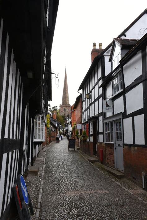 Historic Timbered Buildings Ledbury Herefordshire England Stock