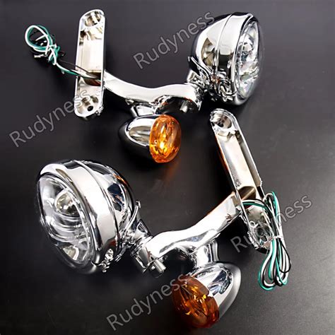 Chrome LED Auxiliary Lighting Bracket Turn Signals For Harley Electra