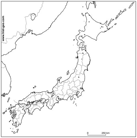 Blank Map Japan Prefectures