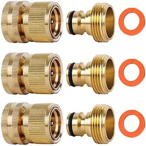 SHOWNEW Garden Hose Quick Connectors Solid Brass 3 4 Inch GHT Thread