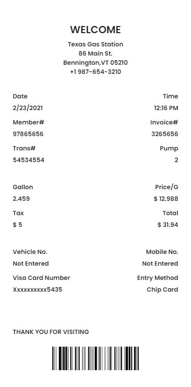 Create Gas Fuel Receipt Free Gas Fuel Receipt Templates Online