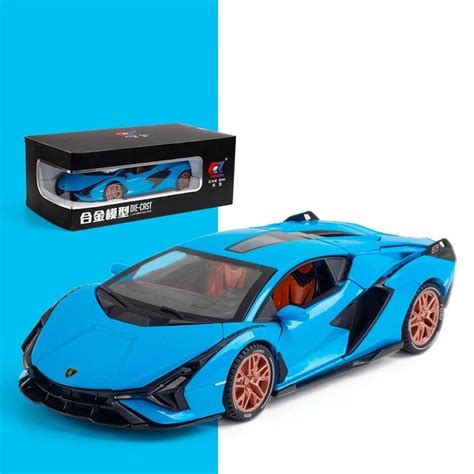Lamborghinis Sian FKP Hot Blue Car Sports Model Sound Super Racing Tail Wheel