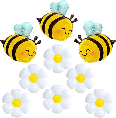 Amazon 3pcs Bee Balloon 6Pcs Daisy Flower Foil Balloons Bumble Bee