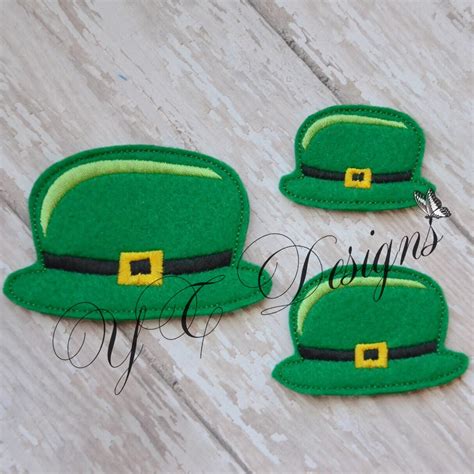 Hat Leprechaun Feltie Machine Embroidery File Multiple Sizes