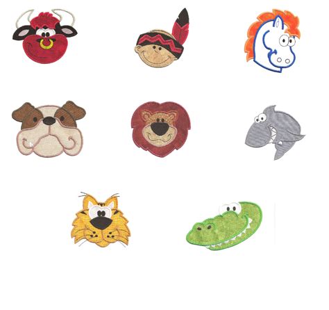 Cute Sports Mascots Applique Set 2 Mascot Applique Machine Embroidery