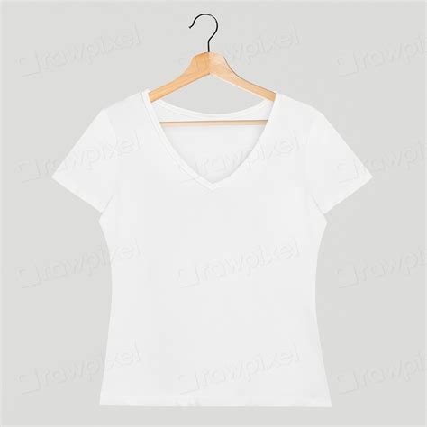 Simple white v neck t-shirt | Premium PSD Mockup - rawpixel