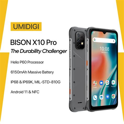 UMIDIGI BISON X10 PRO Rugged Smartphone NFC Vers O Global 6 53 IP68 4GB