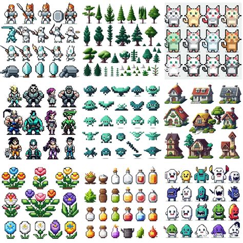 Pixel Art Sprite Sheets Midjourney Prompt Promptbase