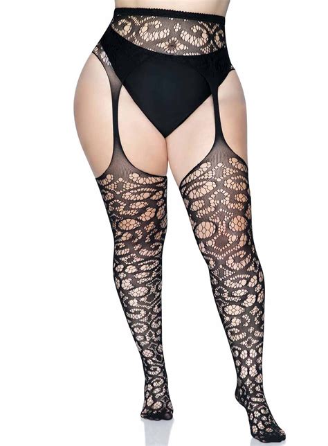 Collant Scroll Lace R Sille Grande Taille Leg Avenue