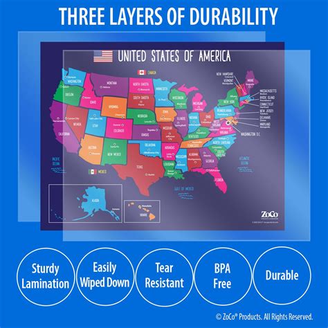 USA Map with State Capitals Poster - 17"x22" - Laminated — ZoCo Products