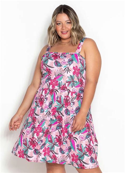 Vestido Floral Rosa Al As Plus Size Queima De Estoque