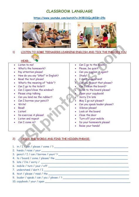 Classroom Language Esl Worksheet By Ioriodaniela