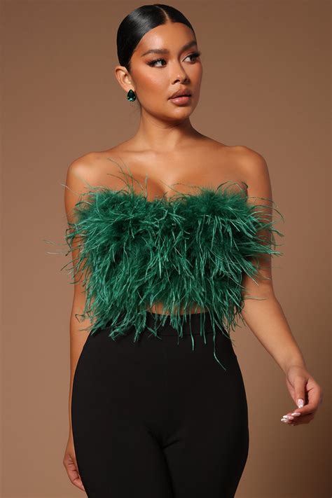 Asalia Feathered Top Emerald Fashion Nova Luxe Fashion Nova