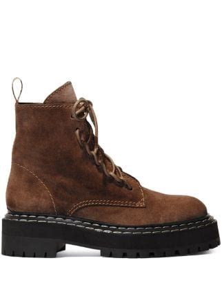 Proenza Schouler Lug Sole Platform Combat Boots Brown FARFETCH