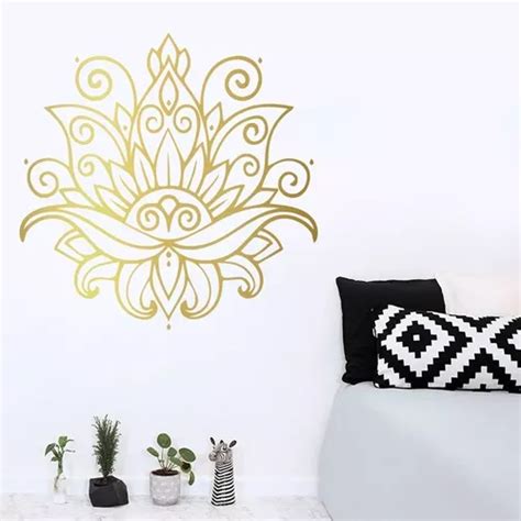 Vinilos Decorativos Viniles Pared Flor De Loto Mandala Oro Meses Sin