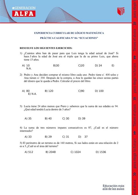 Práctica Calificada n 06 8 sesiones EXPERIENCIA CURRICULAR DE