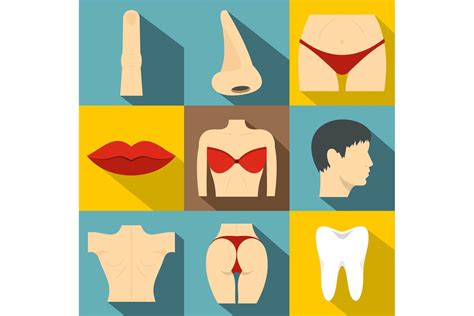 Body Icons Set Flat Style Graphic By Ylivdesign · Creative Fabrica