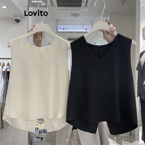 Lovito Elegant Plain Split Tank Top For Women L83ED133 Multi Color