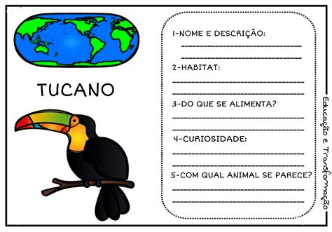 Animais Ficha T Cnica Fichas Para Preencher Informa Es Sobre Animais