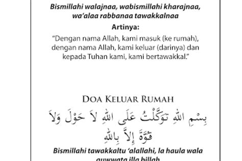 Doa Keluar Dan Masuk Rumah Sesuai Sunnah Tulisan Arab Latin Beserta