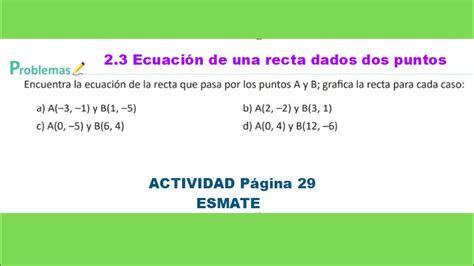 Ecuaci N De Una Recta Dados Dos Puntos Actividad Resuelta Pag