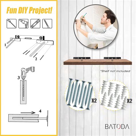 Batoda Heavy Duty Floating Shelf Bracket 8 Pcs Solid Steel Blind Shelf Supports Hidden