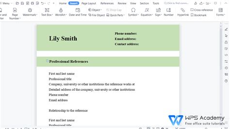 How To Make A Reference Page For A Resume In WPS Office Word WPS