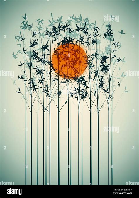 Bamboo Sunset Graphic Art Background Stock Photo Alamy