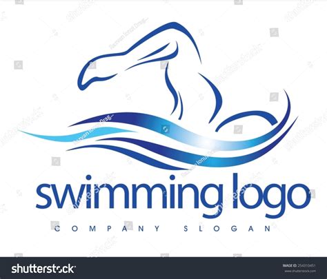 Vektor Stok Creative Swimming Logo Design Swimmer Logo Tanpa Royalti